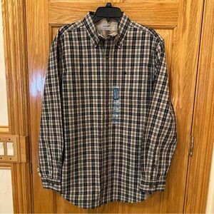 Carhartt Men’s Size Medium Black & Tan Plaid Long Sleeve Casual Shirt